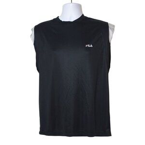 Fila Mens Sleeveless Athletic Tank L Black Sports Lightweight Workout Hoops Top